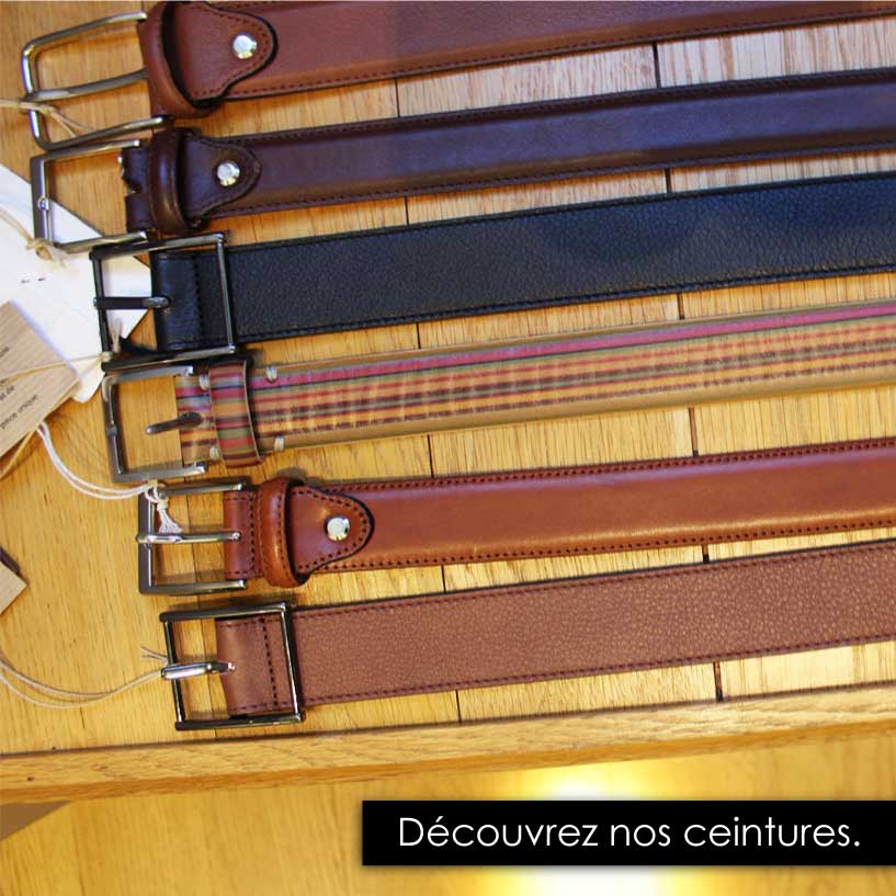Ceintures en cuir marron, noire idéal avec un pantalon de costume.