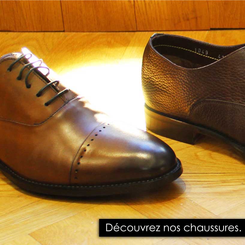 Chaussures en cuir lisse, grainé, noire, marron idéal avec un costume.