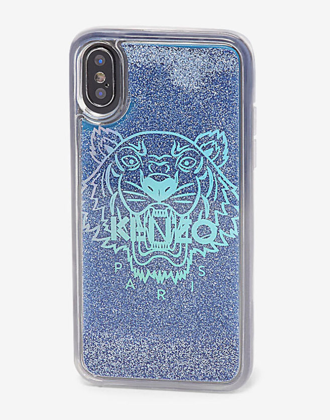 Coque Kenzo Motif Tigre et logo KENZO imprimé. Intérieur de la coque pailleté.