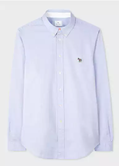 Confectionnée en coton issu de l'agriculture biologique, cette chemise Oxford bleu clair arbore le logo zèbre classique sur la poitrine.