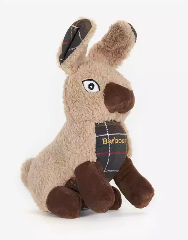 Un joli jouet pour chien lapin Barbour en fausse fourrure câline dispose d'un couineur pour plus de plaisir.