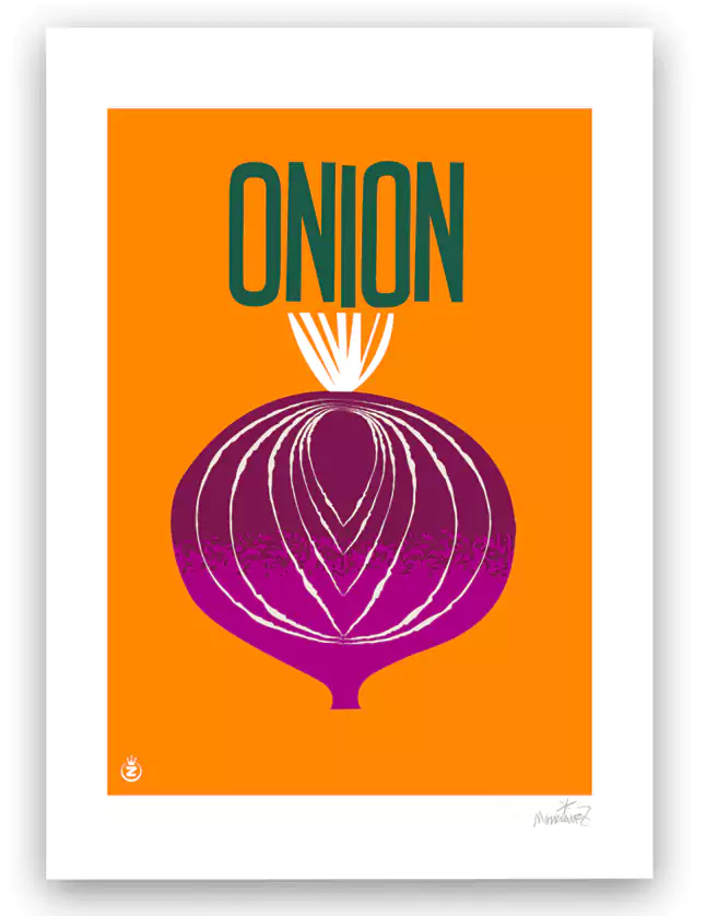 Illustration Onion. Les tirages 30 x 40 cm sont présentés sous passes-partout.