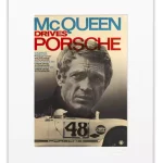 Photo Mc Queen Porsche. Les tirages 30 x 40 cm sont présentés sous passes-partout.