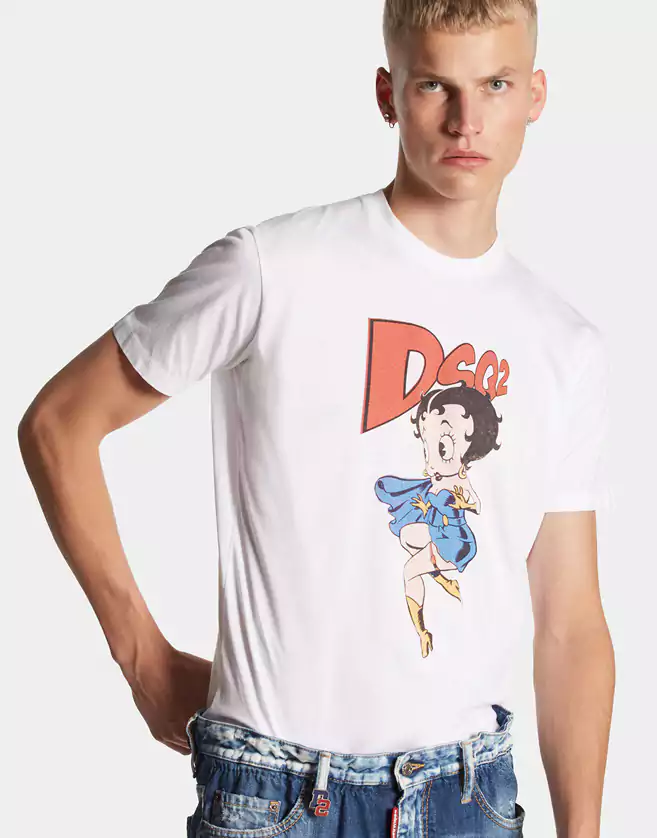 T-shirt en jersey de coton . Motif imprimé Betty Boop sur le devant.