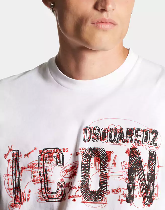T-shirt Dsquared2 Icône Scribble ajusté
