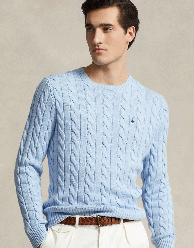 Ce pull Ralph Lauren confectionné en coton associe deux des éléments les plus emblématiques de Polo : un motif torsadé texturé et le poney distinctif.