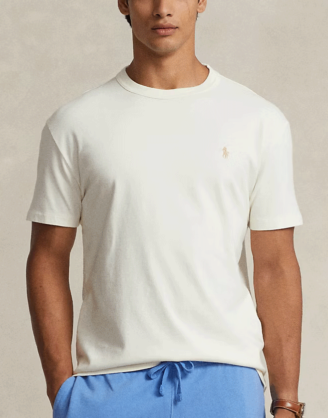 T-shirt Ralph Lauren en jersey épais avec le poney distinctif brodé sur la poitrine à gauche.
