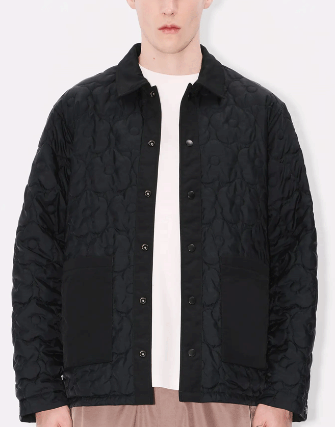 Veste Kenzo coach réversible épaisse « Boke Flower 2.0 ». Une face avec un logo en siliconne « Boke Flower 2.0 » sur la poitrine.