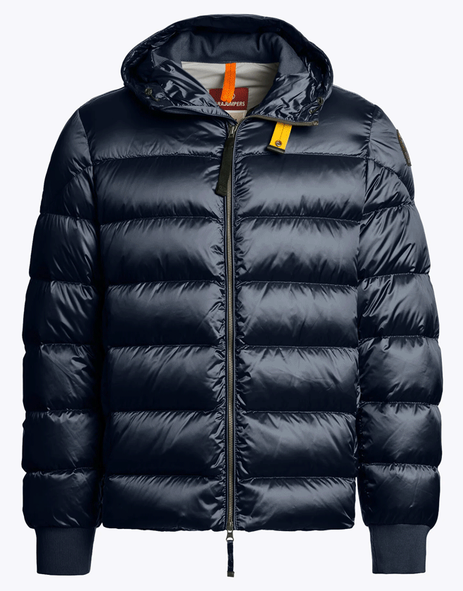 Doudoune Parajumpers à capuche garnie de duvet réalisée en sergé polyester-nylon avec fini brillant.