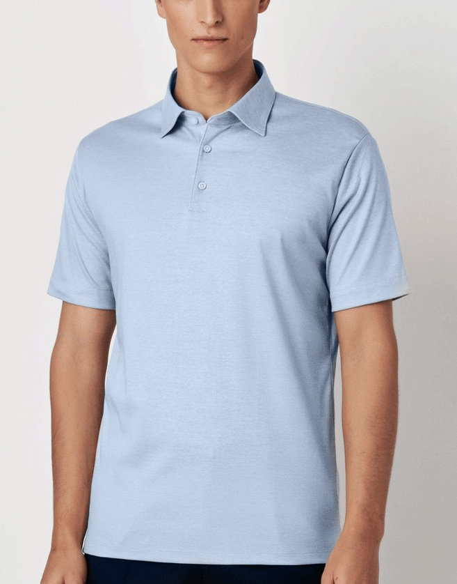 Polo Desoto en jersey avec col Kent. Coupe ajustée pour un confort optimal.