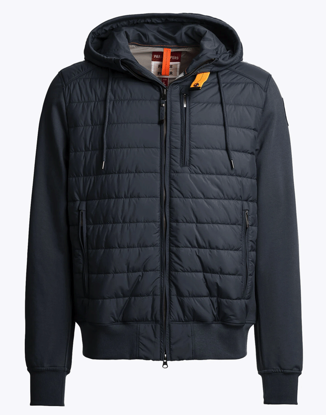 Sweat à capuche Parajumpers, issu de la série Fleece & Puffer, combinant un taffetas de polyester recyclé mat.