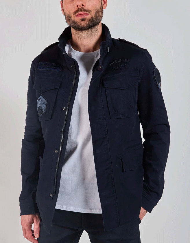 Parka Redskins BATTLE AERO en coton, col montant avec attache, 2 poches à rabats latérales au niveau du torse...