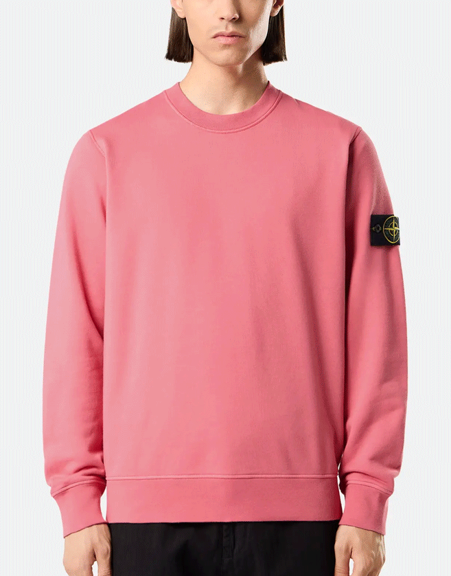 Sweatshirt Stone Island ras-du-cou en molleton de coton bio avec manches raglan, coutures surjetées, finitions côtelées et détail de demi-lune...